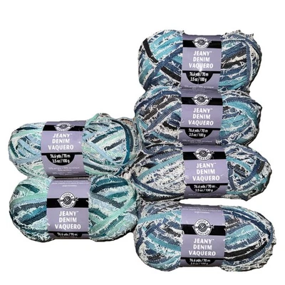 Петли и нити Jeany джинсовой ткани лот из 6 мотков пряжи черный синий зеленый Jean - Изображение 1 из 4