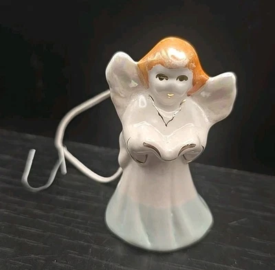 Adorno campana ángel miniatura vintage de cerámica de 2" Japón Foto 1 de 4