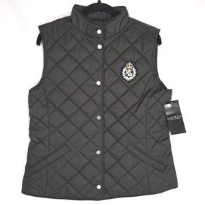 LAUREN RALPH LAUREN New XL Vest Crest-Patch Diamond Quilted Green Army Women - Picture 1 of 5