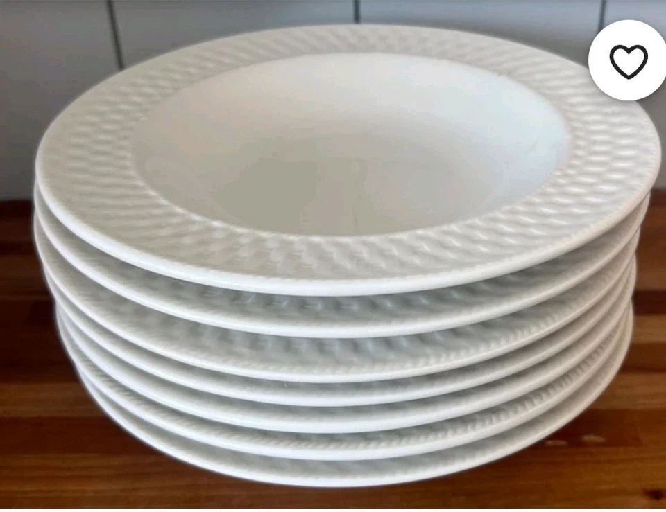 Juego de 8 cuencos de sopa de pasta Oneida de borde grande blanco tejido cesta de mimbre de 9" EXC Foto 1 de 4