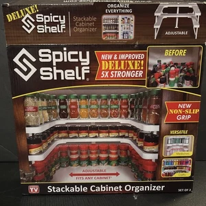 Spicy Shelf Deluxe Expandable Spice Rack Stackable Cabinet Organizer - Picture 1 of 10