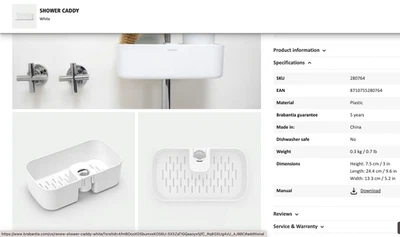 Carrito de ducha Brabantia (blanco) Foto 1 de 4