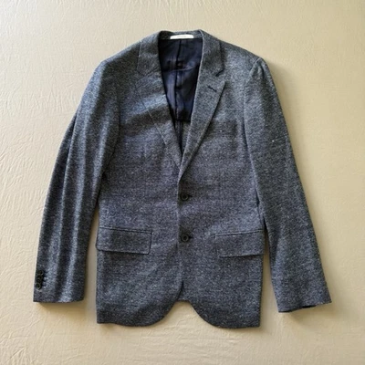 Traje Chaqueta Blazer Club Monaco Grant Puppytooth Lino Talla 38 Azul Blanco Foto 1 de 4