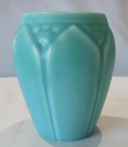 1937 Rookwood Pottery #2090 Lotusblatt 41/2" türkis Vase makellos - Bild 1 von 10