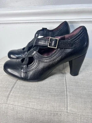 Zapato de tacón de cuña de cuero negro Mary Jane Indigo by Clark's talla 11 para dama Foto 1 de 4