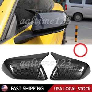 For Ford For Mustang 2015-22 Carbon Fiber M Horn Rearview Side Mirror Cover Cap - Imagen 1 de 11