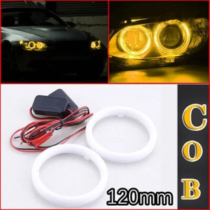 Luz diurna amarilla 120 mm COB faro DRL ojos de ángel bombilla anillo halo - Imagen 1 de 9