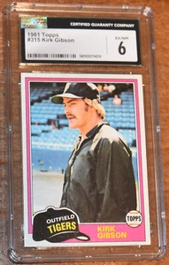1981 Topps #315 Kirk Gibson - Detroit Tigers - Rookie RC - CGC 6 EX/NM - Picture 1 of 2