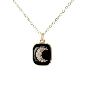 Crescent moon necklace gold plated dainty coin jewelry best friend gift mom - Picture 1 of 11