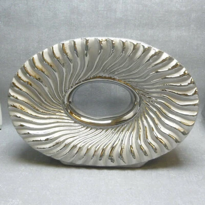 Formano Vase Organic silber oval edel modern Geschenk ganzjahr  - Bild 1 von 3