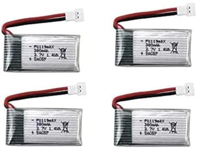 Set di 4 batterie LiPo 3.7V 380mAh per droni Hubsan X4, Syma X11, HS170 RC - Immagine 1 di 4