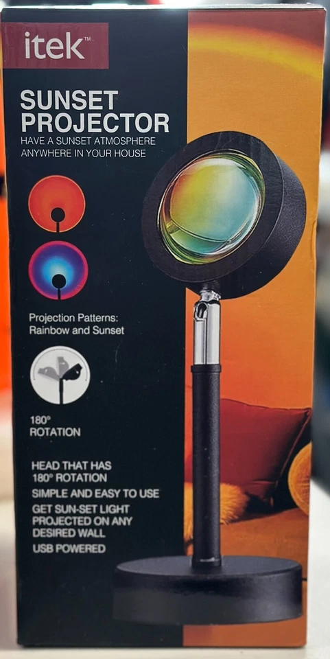 NUEVO EN CAJA Itek Lámpara Proyector Puesta de Sol Lámpara Proyector Arco Iris USB Luz de Mesa LED Foto 1 de 1