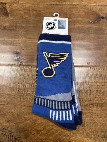 St Louis Blues NHL Hockey AKM Sport Big Crew 1 Pair of Socks - Large 8-13 - New! Cover