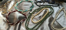 beads pearls enamel hard plastic Vintage lot jade necklaces chokers seed