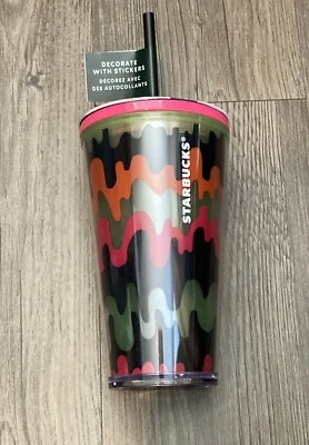 Vaso grande Starbucks otoño 2023 Halloween remolino con pegatinas que brillan en la oscuridad Foto 1 de 3