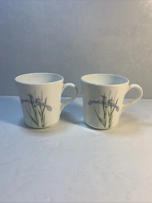 PAR de tazas Corelle vintage 8 oz.  Flor púrpura IRIS SOMBRA (AÑOS 80) Foto 1 de 4