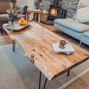 Waney / Live Edge Coffee Table / Rustic Solid Wood / Timber Coffee Table - Picture 1 of 11