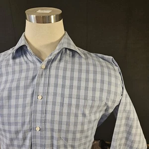 Camisa de vestir Canali manga larga en ángulo para hombre 17 43 botones a cuadros Italia - Imagen 1 de 9
