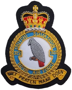 No. Insignia de parche 322 del Escuadrón Holandés Real Fuerza Aérea CABLEADO DORADO - LICENCIA MOD - Imagen 1 de 5