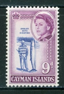 CAYMAN ISLANDS 161 SG173 MH 1962 9p QEII Definitive Angler with Kingfish CV$3 - Picture 1 of 1