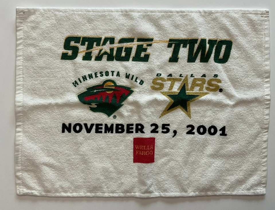 2001 Minnesota Wild vs Dallas Stars Xcel Energy Center Rally Towel NHL Hockey - Image 1 of 1