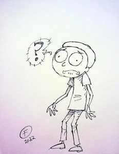 Rick and Morty Tintado a Mano FUENTE JOHN FIRMADA Convención Arte 8.5x11 Pin-up Art - Imagen 1 de 2