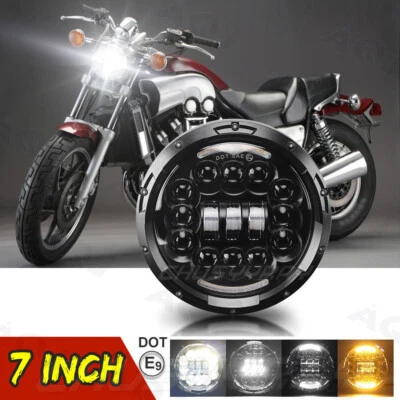 7" Motorcycle LED Hi/Lo Headlights Black For Kawasaki 440 454 550 750 1000 LTD - Image 1 of 4