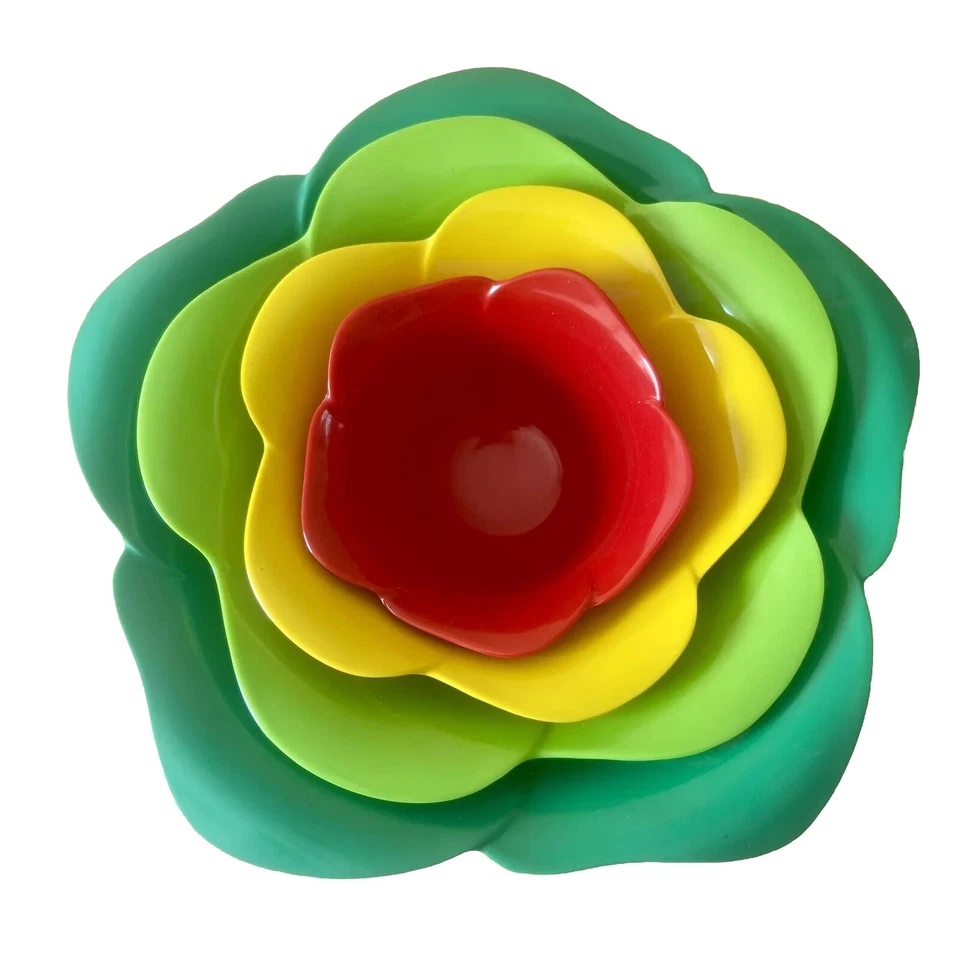 Zak! Designs 4 Saladiers fleurs emboitables Plastique mélamine pop style 70s - Photo 1/4