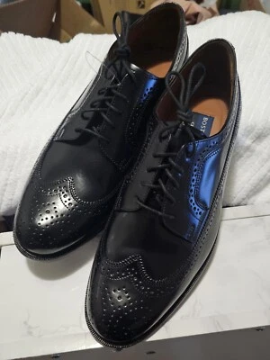 Zapatos de vestir Bostonian Crown Windsor de cuero negro con punta de ala para hombre 10 Foto 1 de 4
