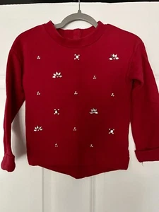 Girls Red Gemstone Christmas Cherokee Sweatshirt xs 4/5 - Picture 1 of 3