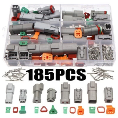 185pcs Deutsch DT series Waterproof Wire Connector Kit DT06-2/3/4/6S Sealed Plug
