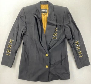 VTG 80’s Women’s Criscione New York Black Blazer Petite Art Deco Accents Padded - Picture 1 of 23