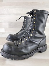 Vintage Hathorn Explorer White's Vibram Lace-Up Black Leather Logger Boots 13D
