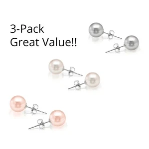 Cultured Freshwater Pearl Stud Earrings Set Earrings For Women - Picture 1 of 5