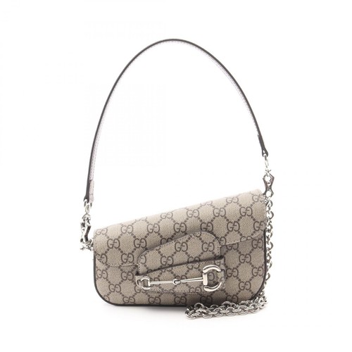 Borsa a tracolla Gucci Horsebit 1955 GG Supreme 774209 tela pelle beige usata