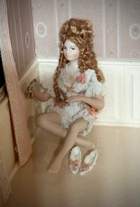 Dollhouse Miniature 1:12 Porcelain Victorian Boudoir Doll - Picture 1 of 18