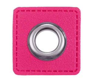 Ösen Patches Lederimitat pink für Kordeln bis 10mm (Preis=1Stück) - Bild 1 von 1