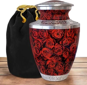 Cremation Urns for Human Ashes - Eternal Roses Large Decorative Urn Red - Picture 1 of 6