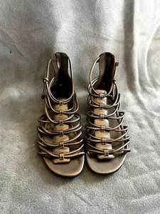 Cole Haan Air Maria Sharapova Pewter Gladiator Zip Up Sandals Shoes Women's 7 - Picture 1 of 7