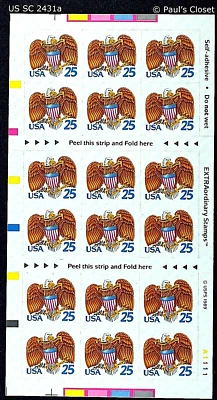 US 1989 SC 2431a EAGLE & SHIELD~18 - 25¢ SELF ADHESIVE STAMPS BOOKLET~MNH VF - Image 1 of 2