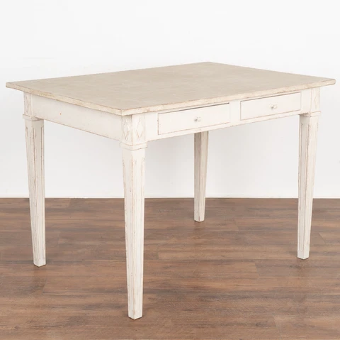 Gustavian White Painted Partner's Desk Writing Table, Sweden circa 1820-40 Cover