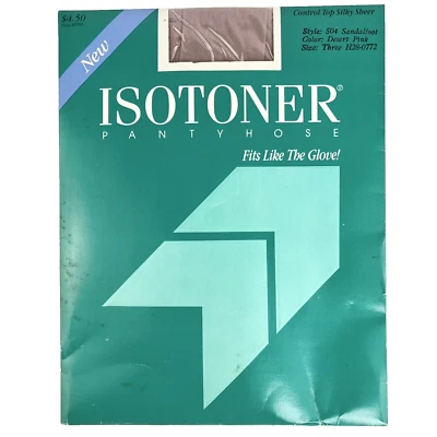 Isotoner Size 3 Desert Pink Pantyhose Silky Sheer Control Top 504 Sandal foot - Image 1 of 2