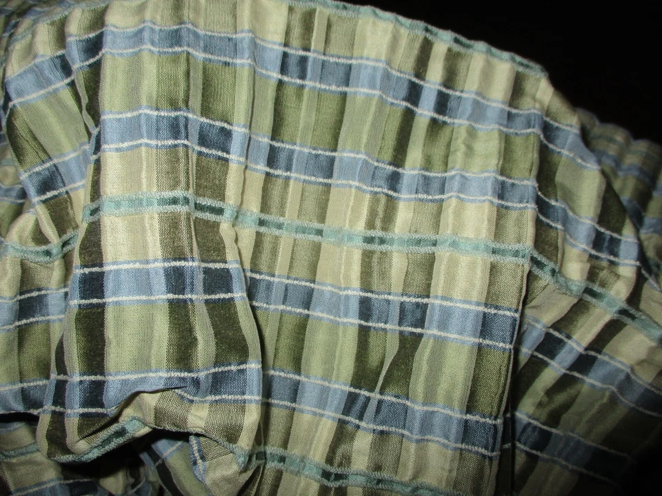 Elegante tela a cuadros Kravet Couture azul dorado oliva 100 % seda tafetán - Precio de venta sugerido por el fabricante $200 Foto 1 de 4