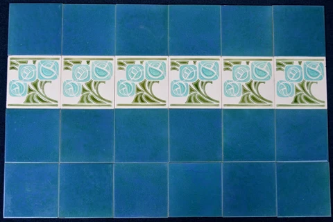 GERMANY  ANTIQUE ART NOUVEAU MAJOLICA 24-TILE SET C1900 Cover