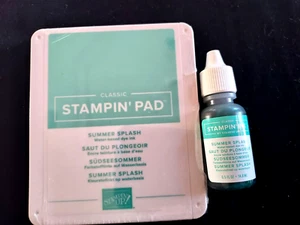 Stampin Up! SUMMER SPLASH (1) CLASSIC INK PAD & REFILL - New/Water Based - Picture 1 of 2