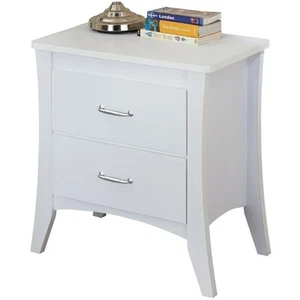 Babb Wooden Rectangular Nightstand with 2 Drawers and Tapered Legs in White - Picture 1 of 9