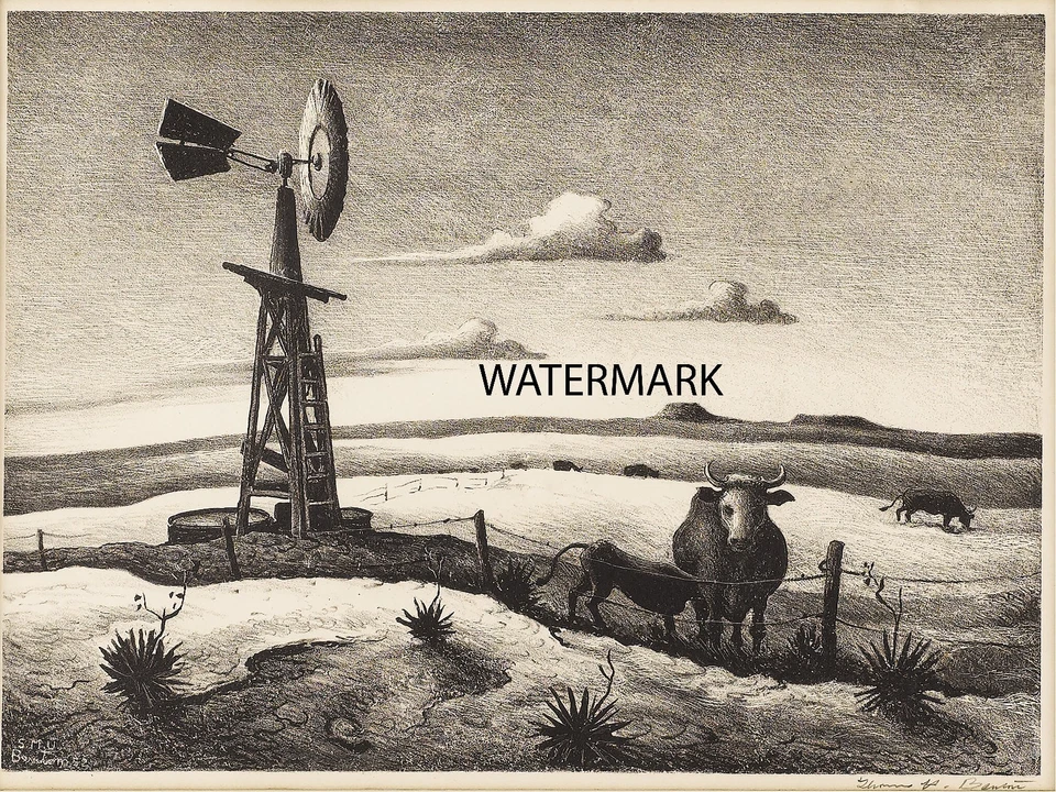 Thomas Hart Benton - Litografía Vaquero de Texas Occidental Impresión 13x19 - REPRODUCCIÓN Foto 1 de 1
