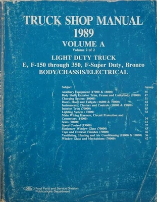 Ford F150 1989 F250 F350 Econoline Bronco taller manual carrocería/eléctrico Foto 1 de 3