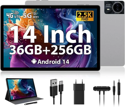 Newest Tablet 14 Pollici,Android 14 Tablet Con 36GB RAM +256GB ROM (1TB Tf),Tabl - Immagine 1 di 4