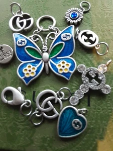Gucci Pendants zipper pull mix lot of 9 blue / silver - Picture 1 of 6